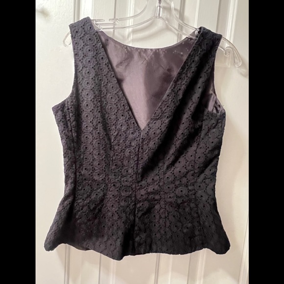 SOLD🌺 KATE SPADE ♠️ Black Eyelet Lace Classic Peplum Blouse - Picture 2 of 7